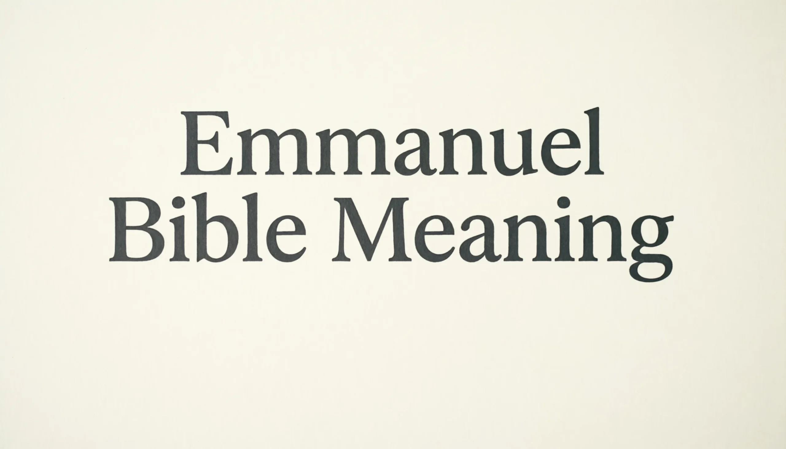 Emmanuel Bible Meaning